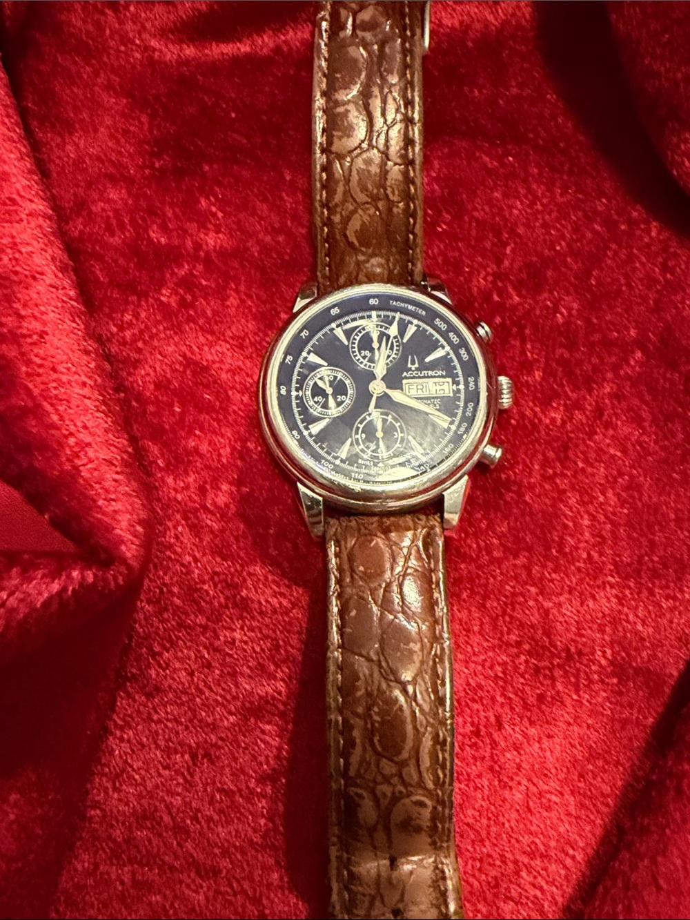 Bulova Accutron Ecodrive Gemini Swiss 25 jewels Chronograph watch Running as is